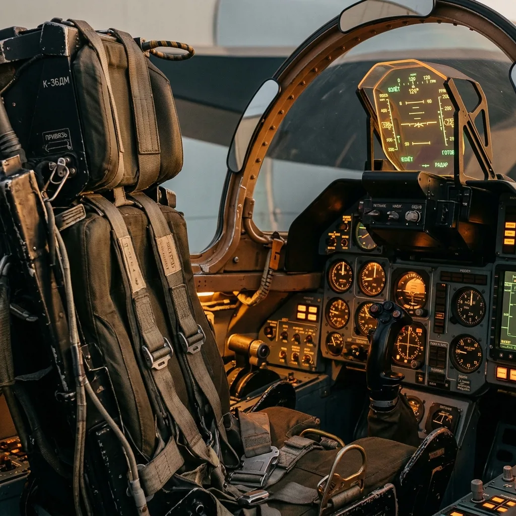 Авиатренажёр Су-27 в Москве, кокпит истребителя