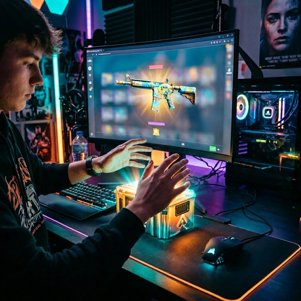 Игрок открывает первый кейс КС 2 на платформе