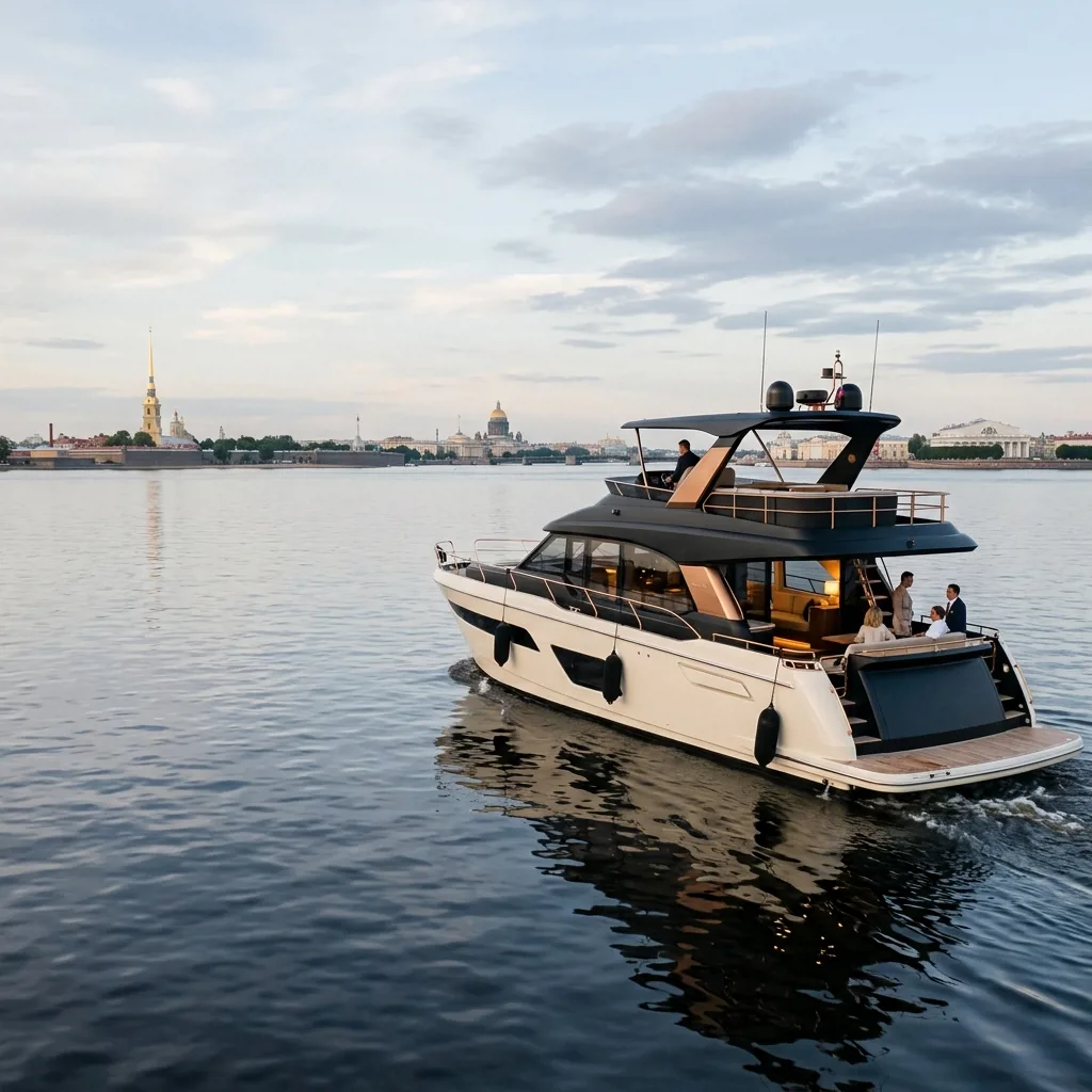 Дизельная яхта на воде в Санкт-Петербурге, учебный выход с инструктором