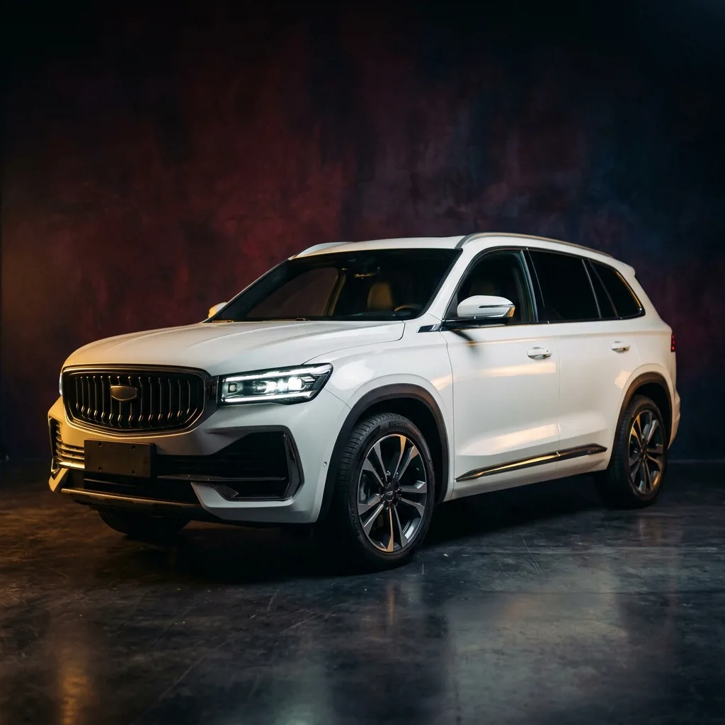 Geely Monjaro белого цвета в три четверти