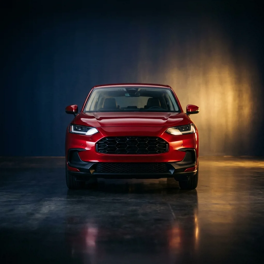 Geely Coolray красного цвета, вид спереди