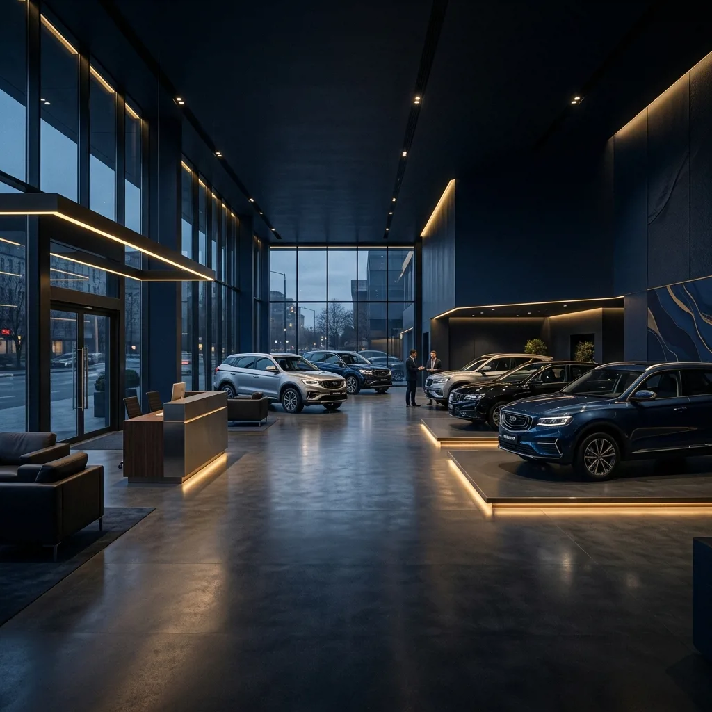 Автомобили Geely в дилерском центре Астрахань