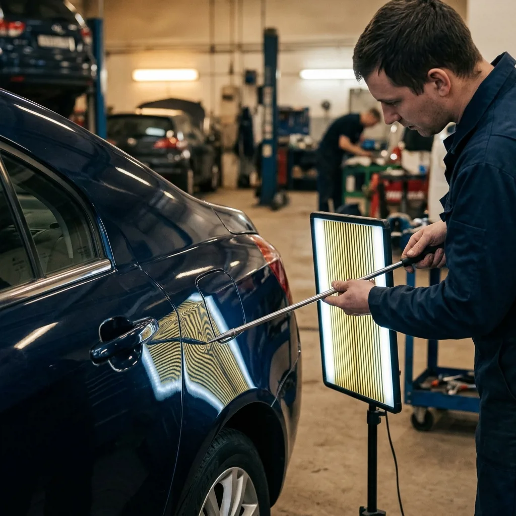 Удаление вмятины без покраски на кузове Geely