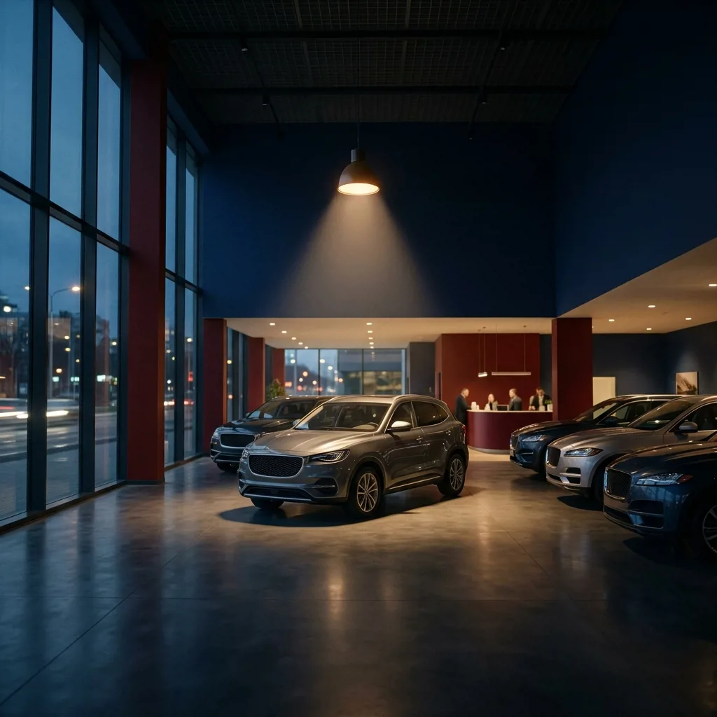 Автосалон Geely в Астрахани, современный шоурум с автомобилями