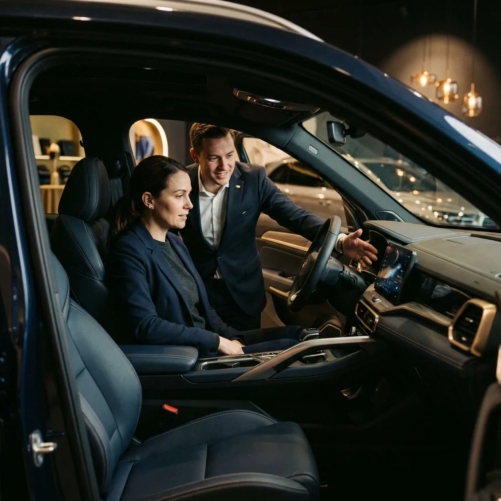 Выбор нового автомобиля Geely в салоне официального дилера в Астрахани