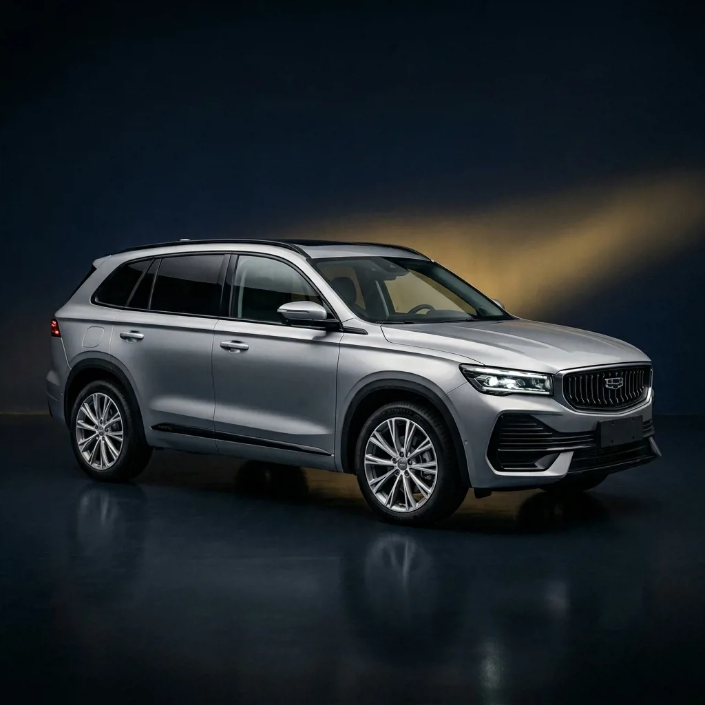 Geely EX5 EM-i гибрид серебристого цвета