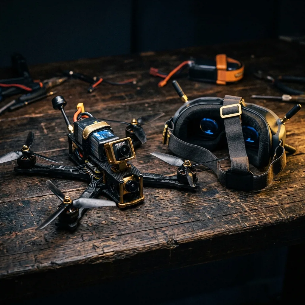 FPV-дрон с пропеллерами и очки управления — скупка FPV-оборудования
