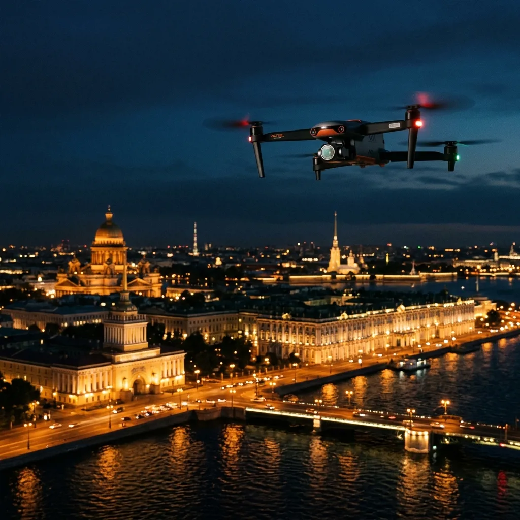 Дрон Autel на фоне города — выкуп квадрокоптеров разных брендов в СПб