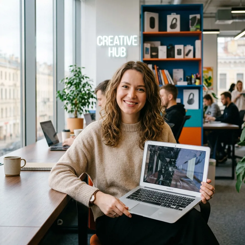 Специалист Re:Скупка проверяет MacBook Air 13 M2 перед выкупом — диагностика занимает несколько минут
