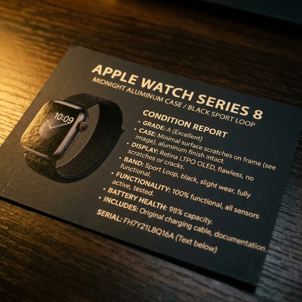 Карточка товара Apple Watch с подробным описанием состояния