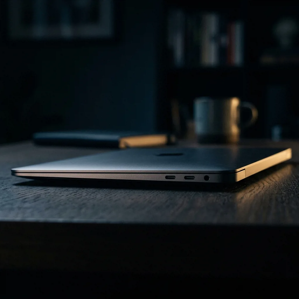 MacBook Air 13 M1 порты и тонкий корпус сбоку