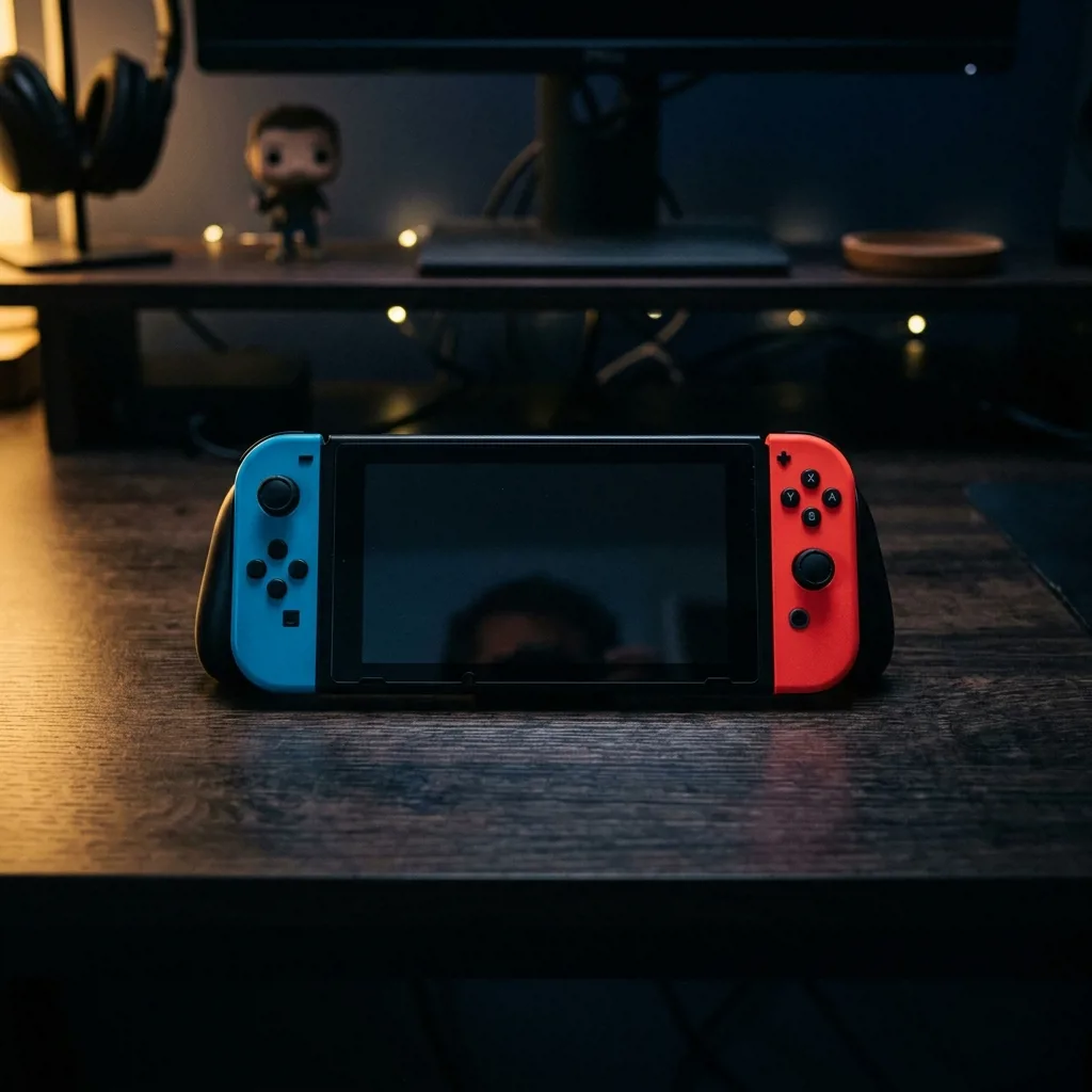 Портативная игровая консоль Nintendo Switch с красными и синими джойконами