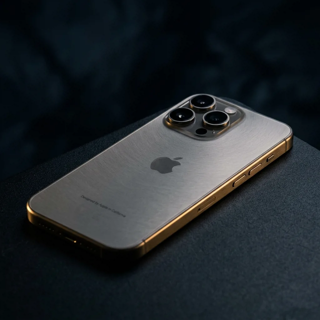 iPhone 15 Pro 256 ГБ — титановый корпус, вид сзади с блоком камер