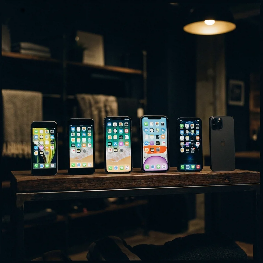 Витрина восстановленных iPhone разных моделей в каталоге
