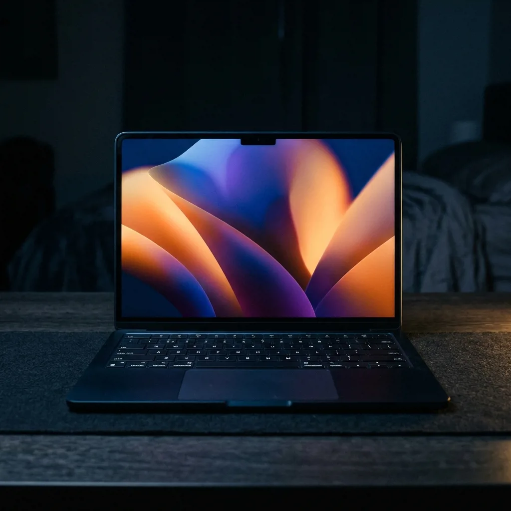MacBook Air 13 M2 вид спереди, открытая крышка