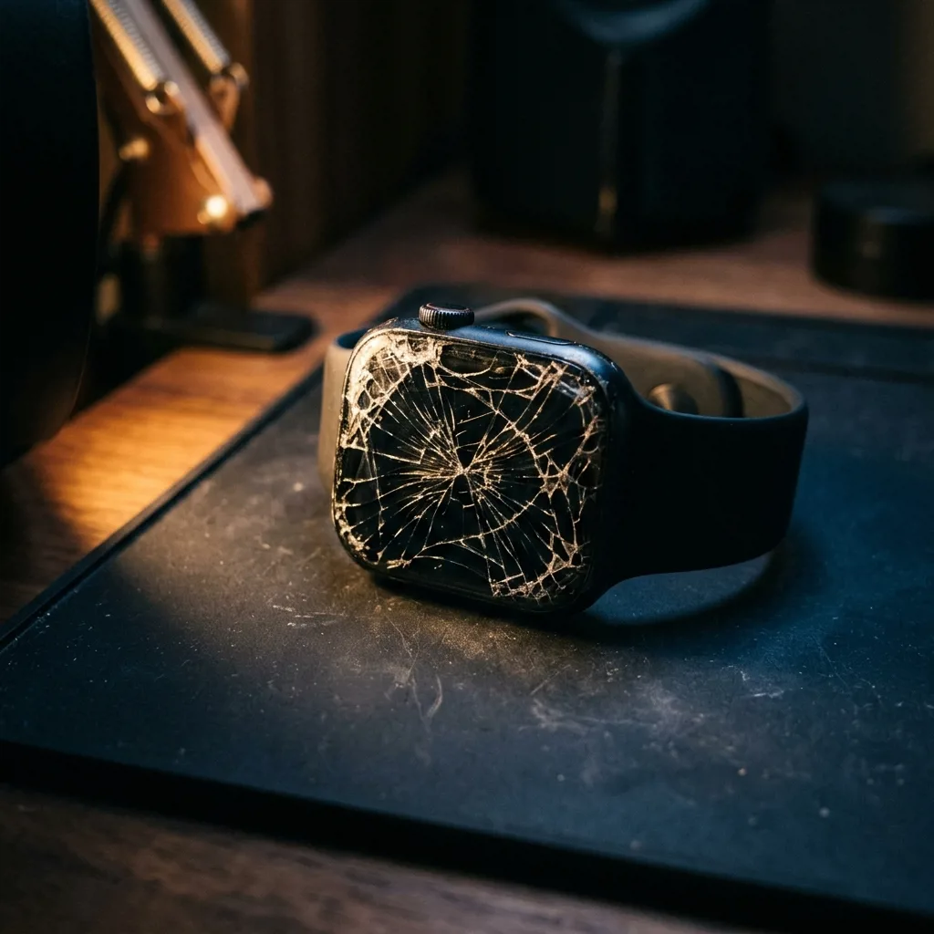 Apple Watch с треснувшим экраном перед оценкой состояния