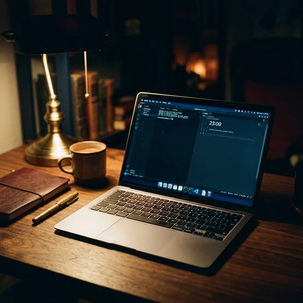 Восстановленный MacBook Air открытый на столе