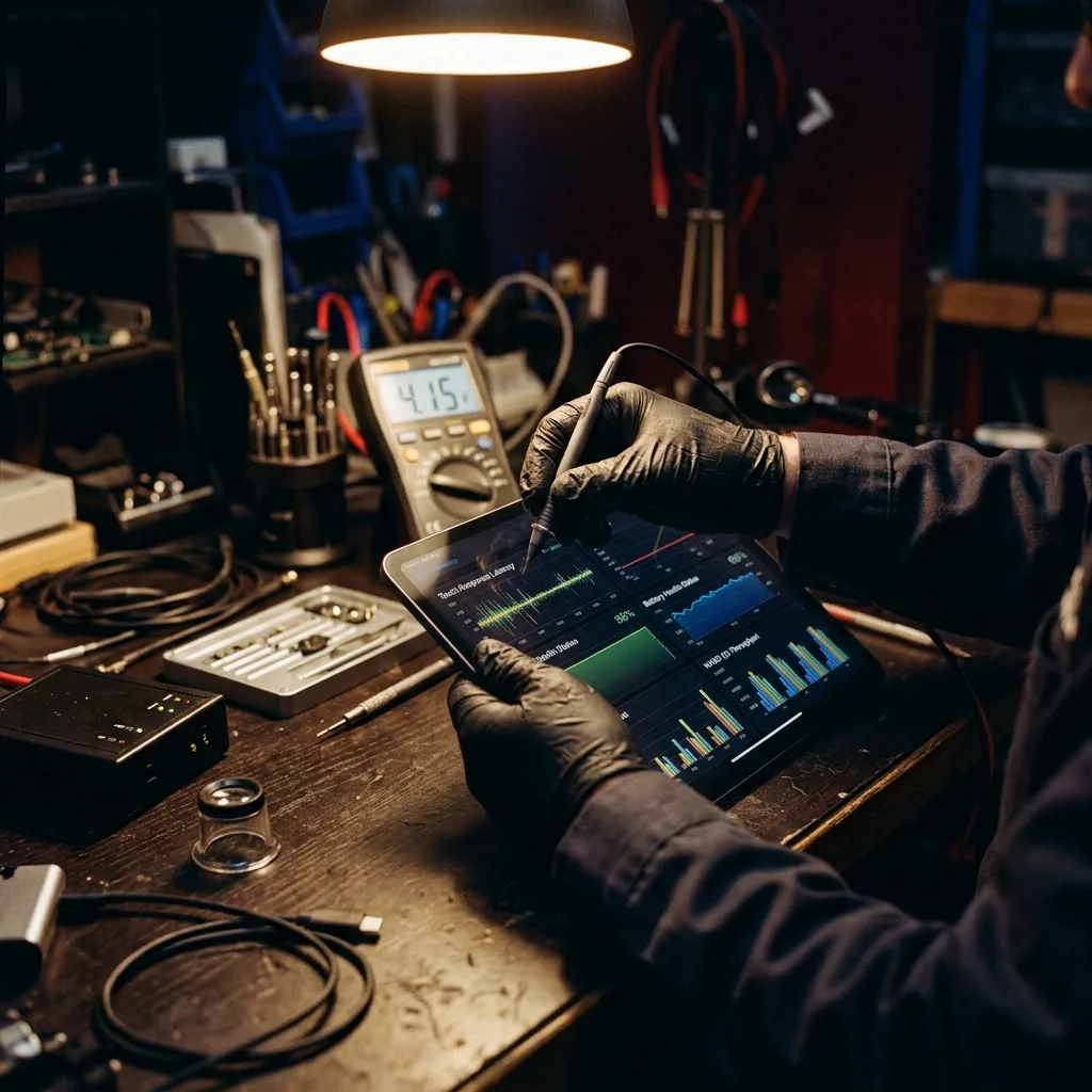 Специалист проверяет iPad Pro 11 M2 перед продажей
