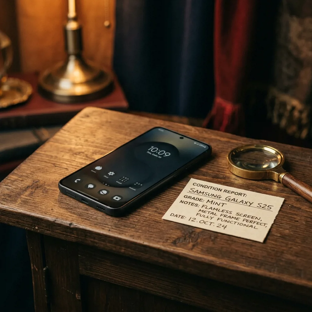 Карточка товара Samsung Galaxy S25 с указанием состояния и фото