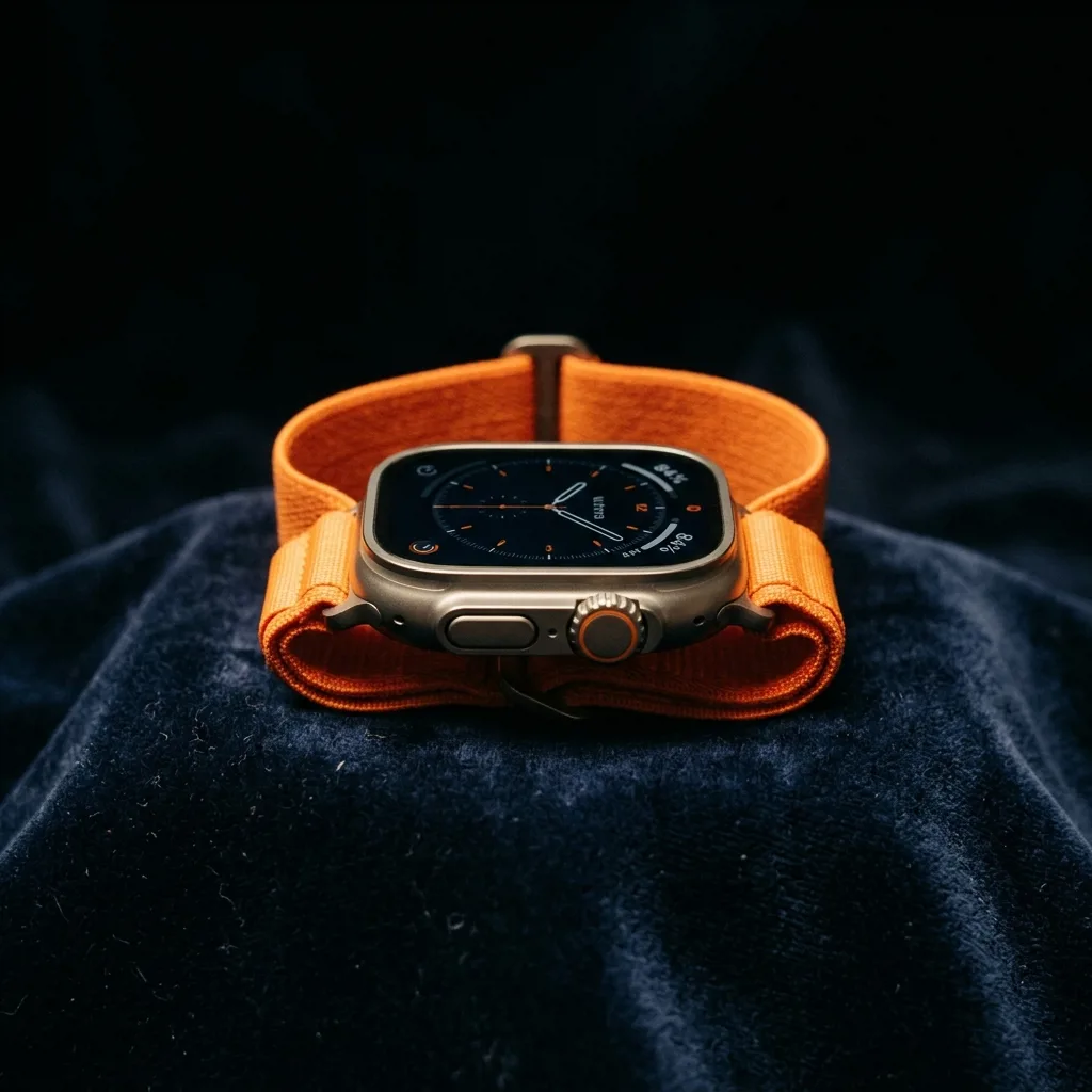 Apple Watch Ultra с оранжевым ремешком