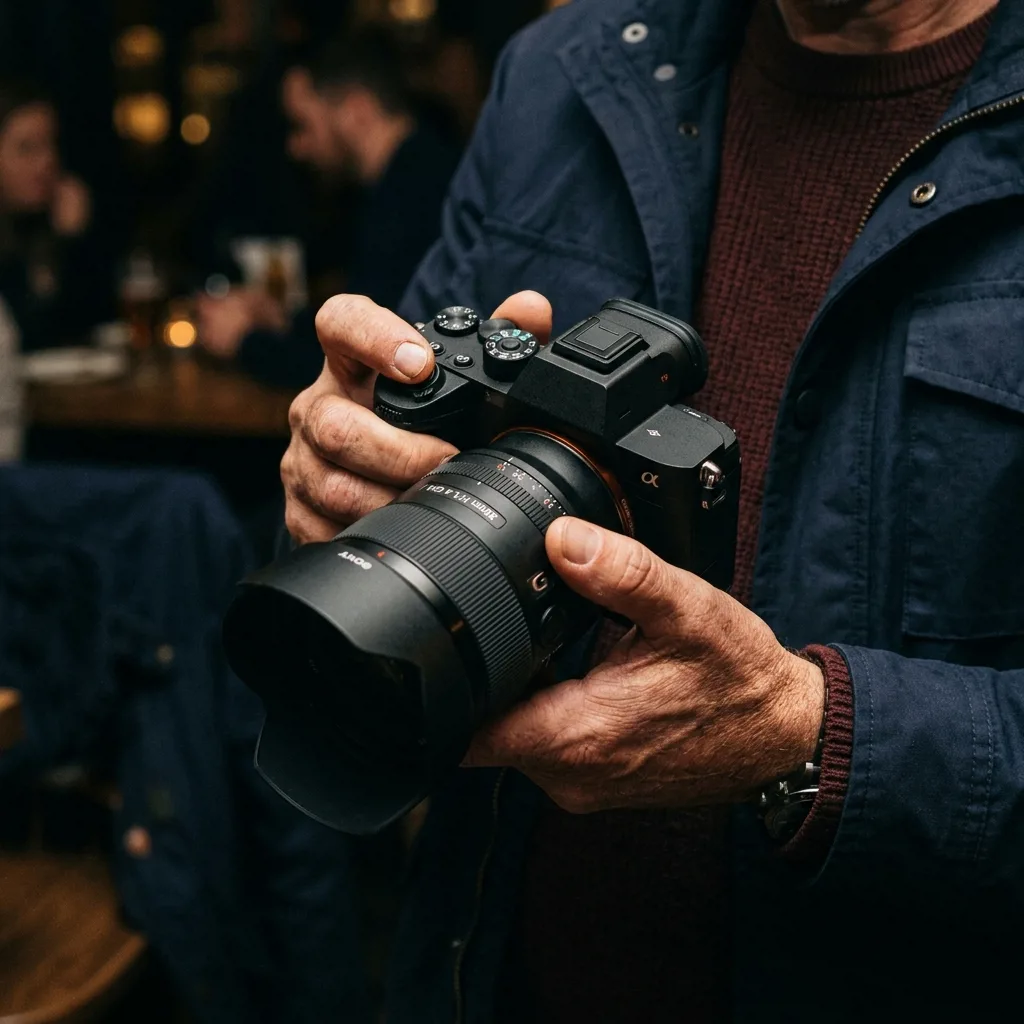 Беззеркальная камера Sony Alpha в руках специалиста