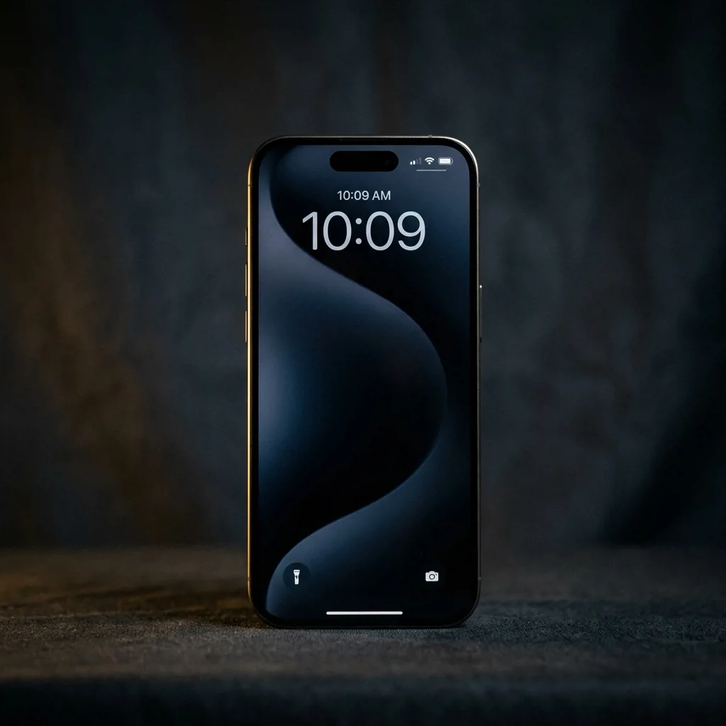 iPhone 15 Pro 256 ГБ — вид спереди, экран с тонкими рамками