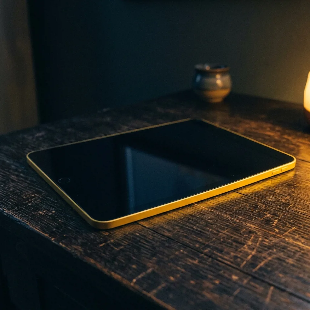 iPad 10 поколения в жёлтом цвете на столе