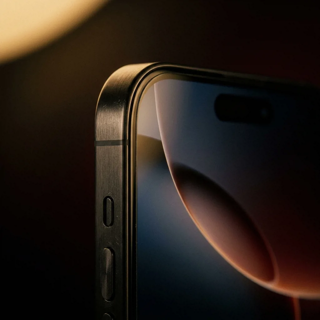 iPhone 16 Pro Max 256 ГБ крупным планом — дисплей и титановая рамка