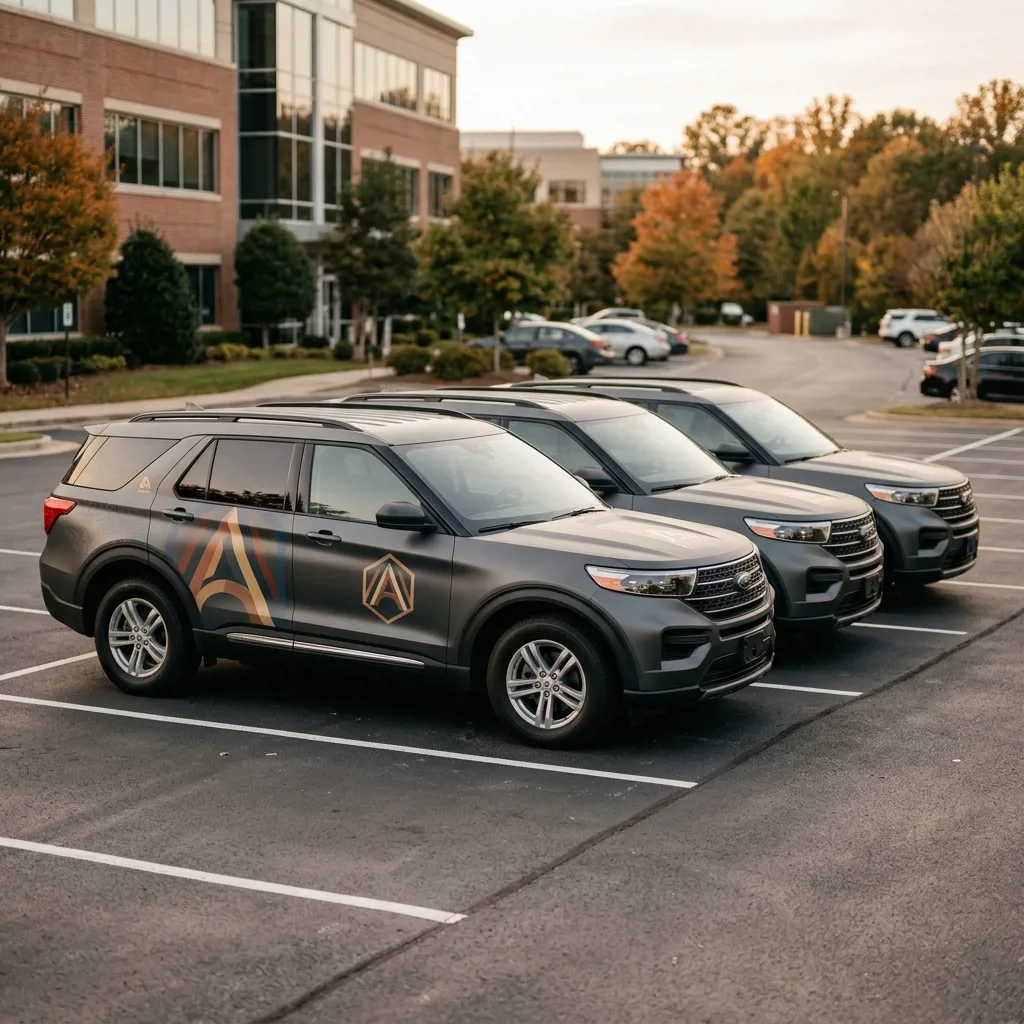 Корпоративный автопарк из трёх одинаково оформленных автомобилей