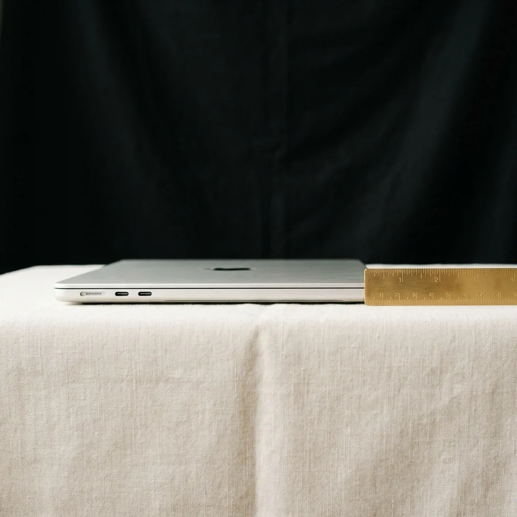 MacBook Air 13 M2 вид сбоку, тонкий корпус