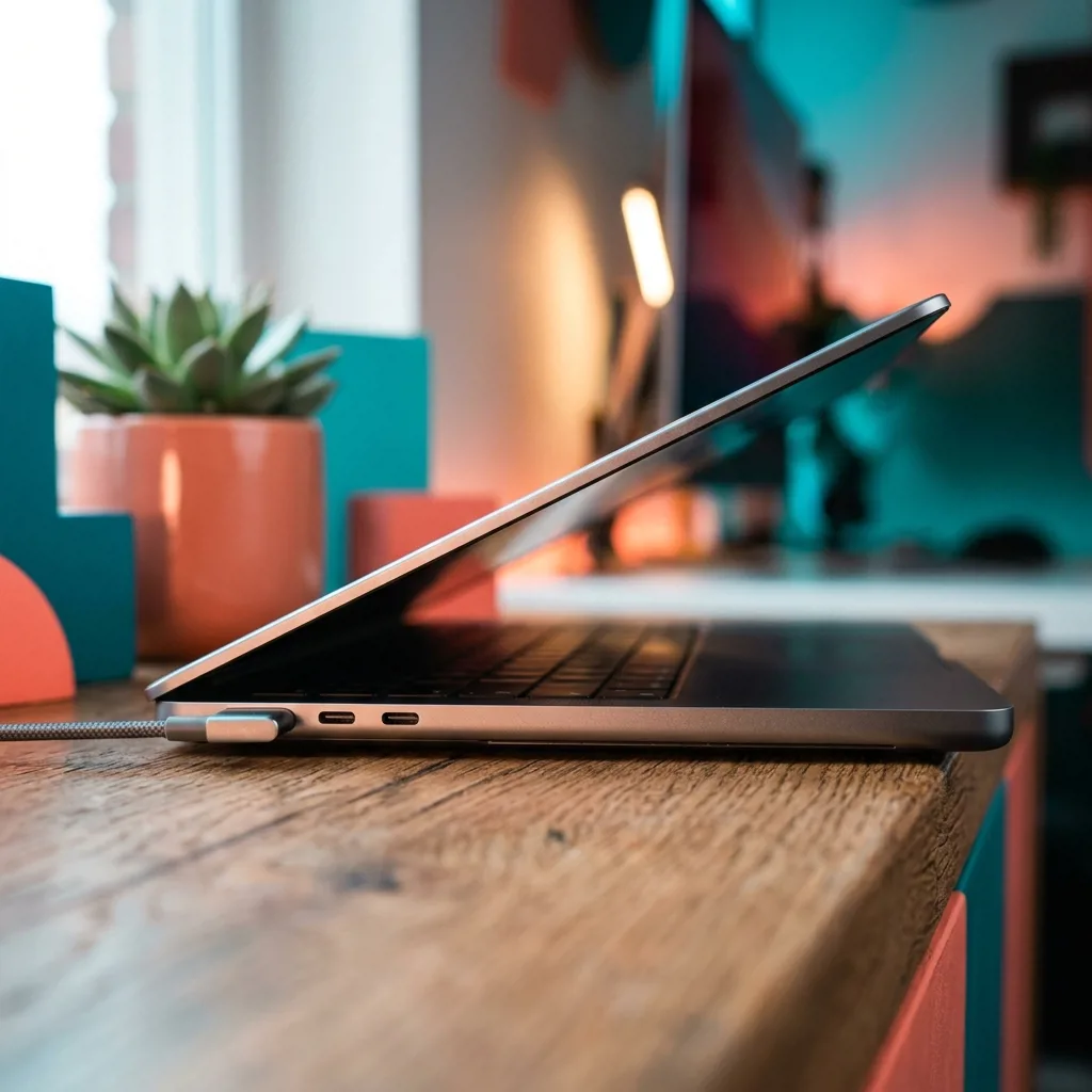 MacBook Air 13 M2 сбоку — тонкий корпус, порты