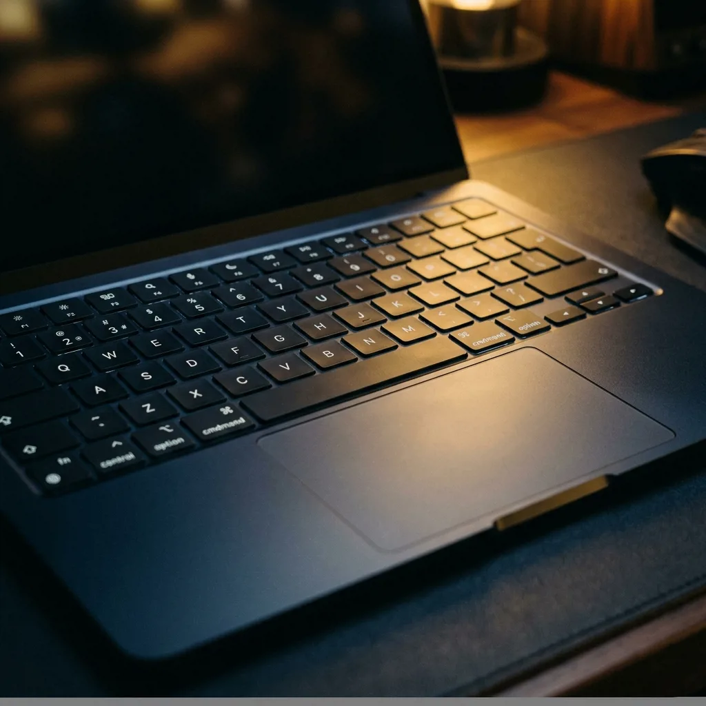 MacBook Air 13 M2 — клавиатура и трекпад крупным планом после профессиональной чистки