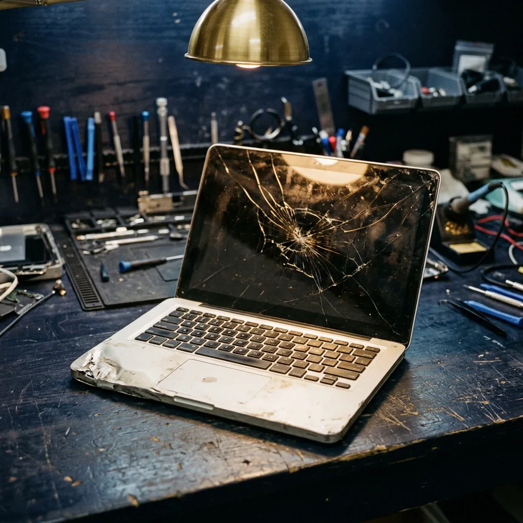 MacBook с повреждённым экраном — скупка техники на запчасти