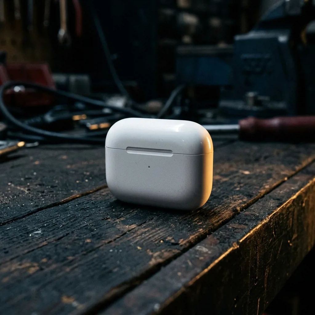 Белые наушники AirPods Pro с зарядным кейсом крупным планом