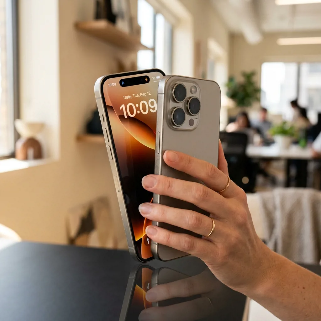 iPhone 15 Pro Max в руке — скупка в Санкт-Петербурге