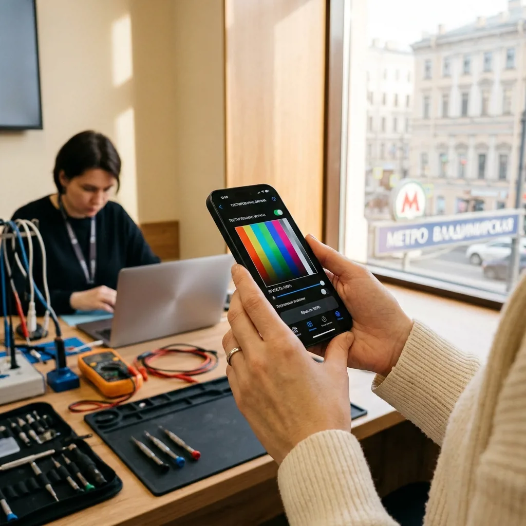 Проверка iPhone 15 перед покупкой в офисе Re:Скупка
