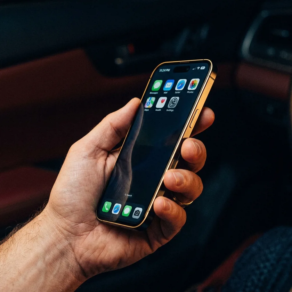 iPhone 15 в руке — восстановленный смартфон из скупки Re:Скупка