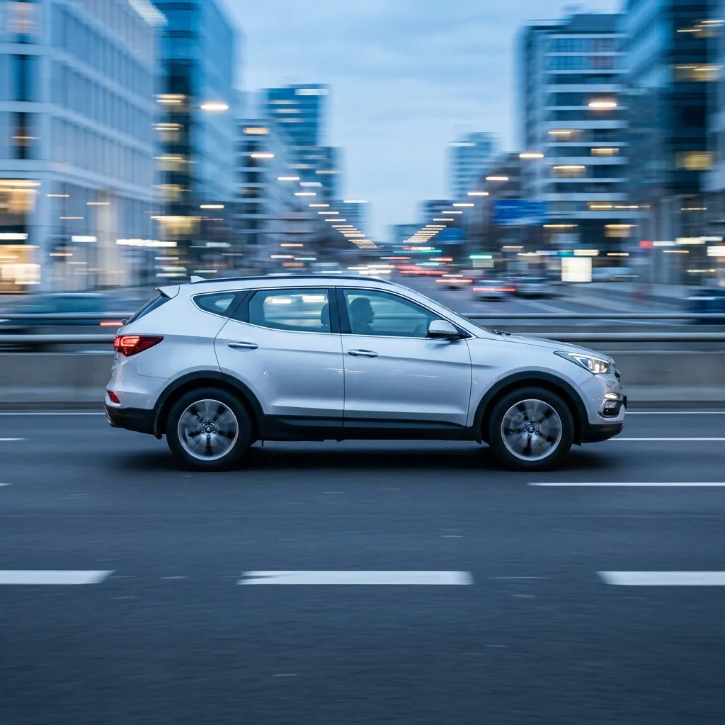 Geely Atlas в движении по дороге Астрахани