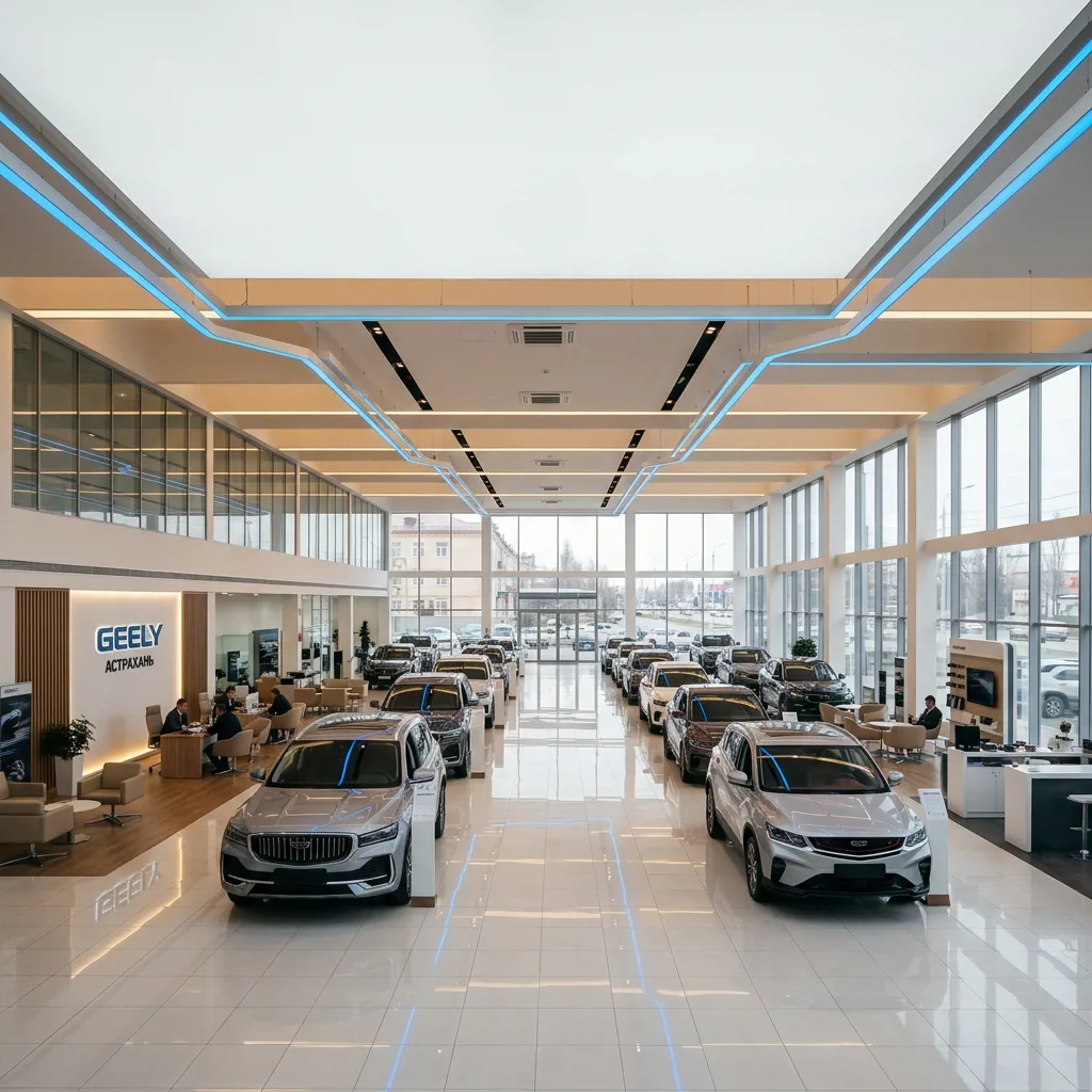 Автомобили Geely в шоуруме дилера Астрахань