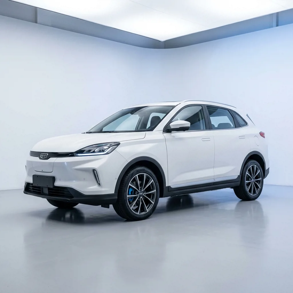 Geely EX5 электромобиль белого цвета в шоуруме Астрахань