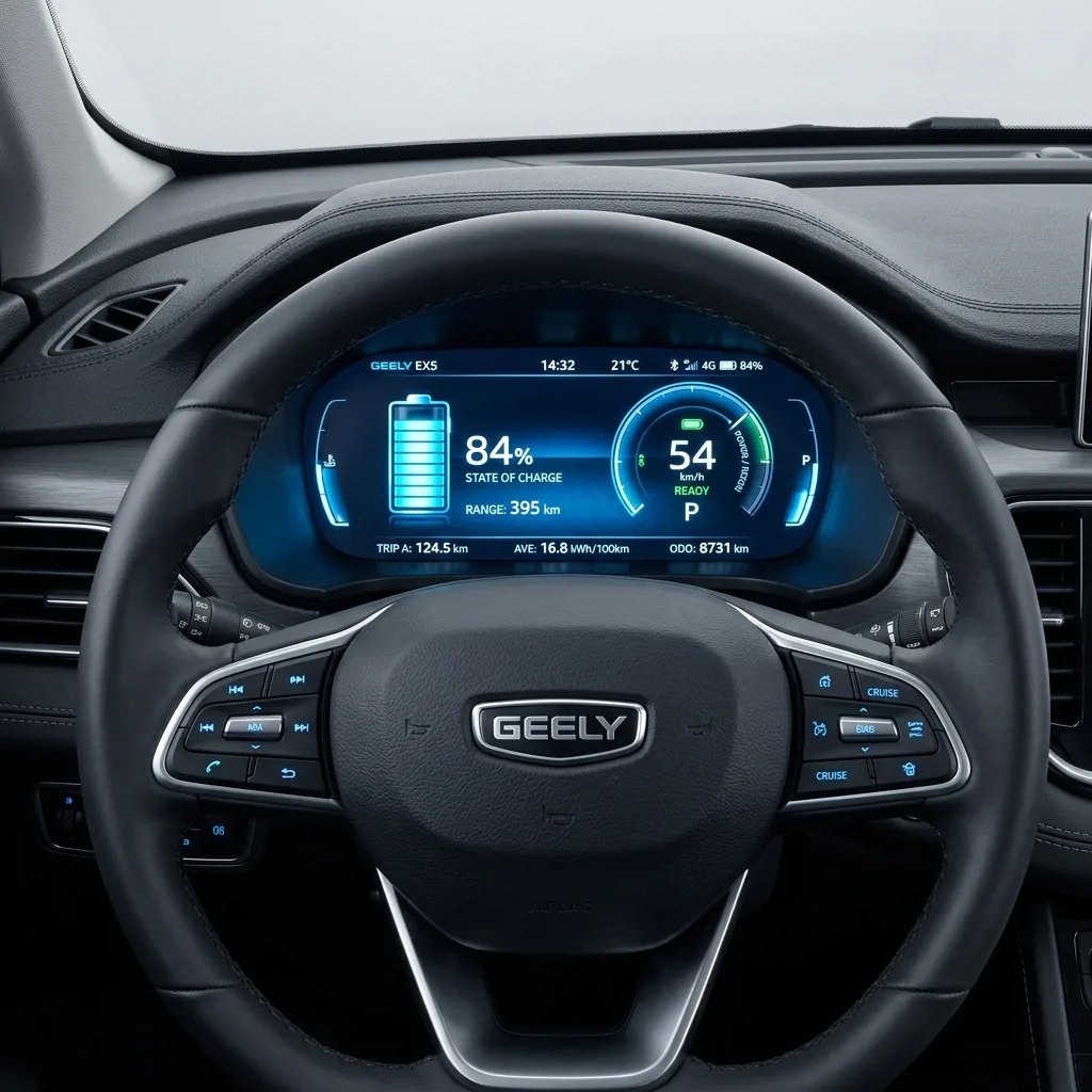 Индикатор заряда батареи Geely EX5 на приборной панели