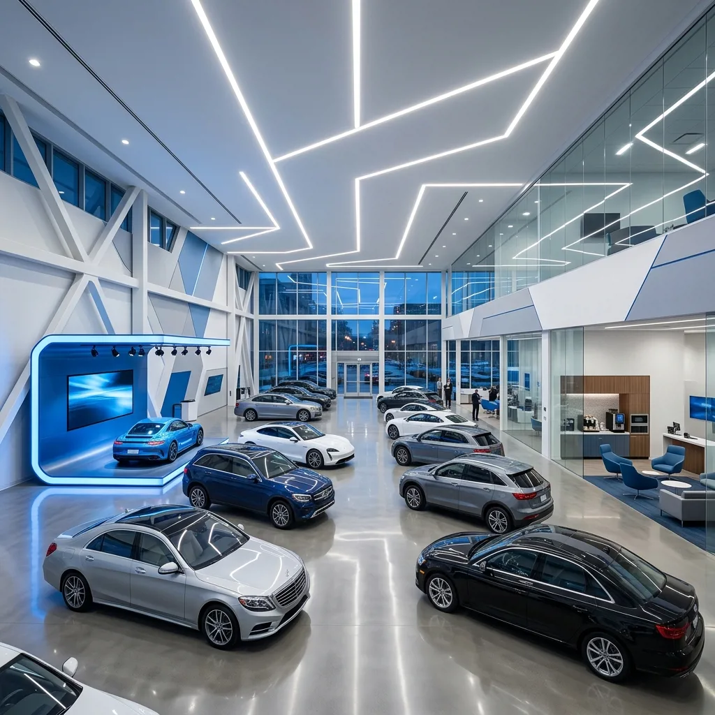Автосалон Geely Астрахань, современный шоурум с автомобилями