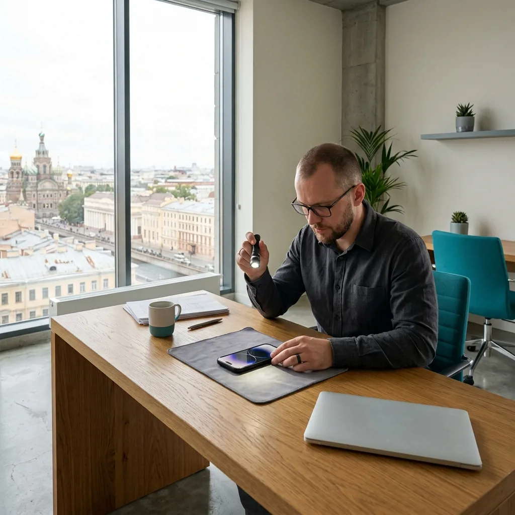 Оценка и выкуп iPhone в Санкт-Петербурге — специалист проверяет айфон