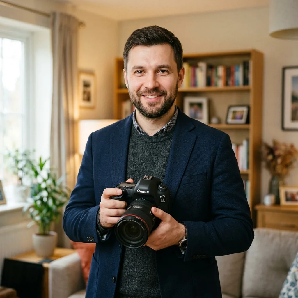 Специалист по выкупу проводит проверку фотоаппарата при выезде к клиенту