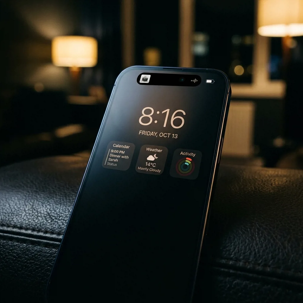 Экран iPhone 14 Pro с Dynamic Island и Always-On Display