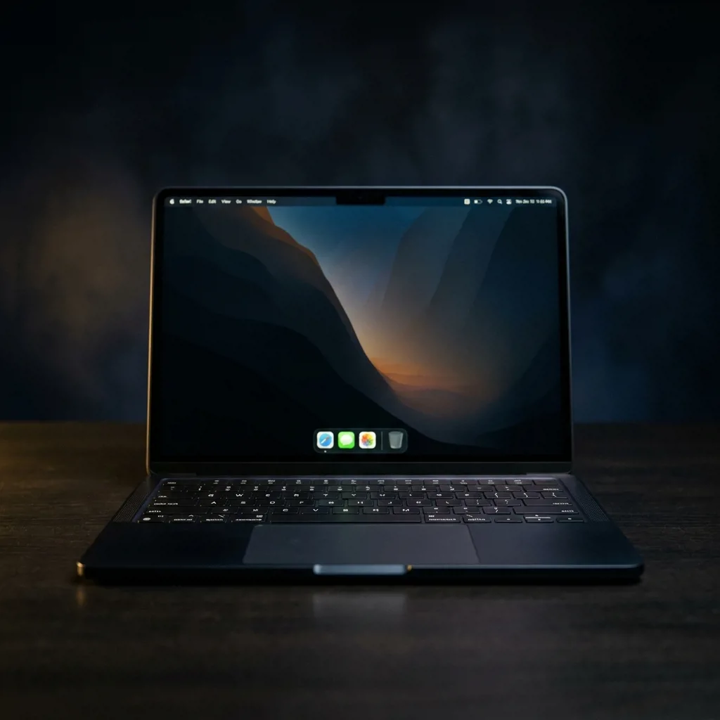 MacBook Air 13 M2 — вид спереди, открытая крышка