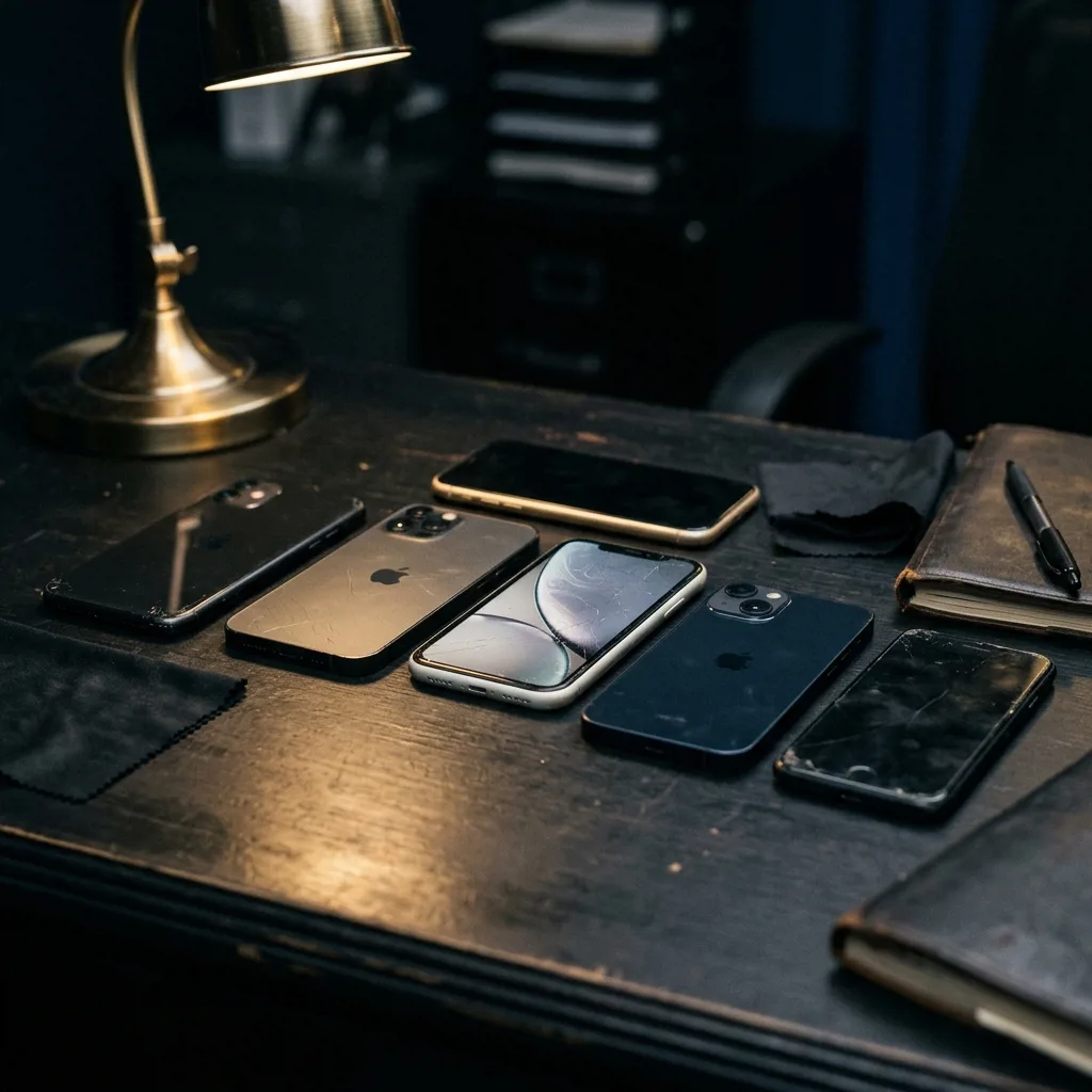 Смартфоны iPhone разных моделей на приёмке в пункте скупки