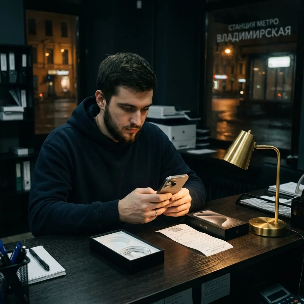 Получение iPhone 15 Pro Max в офисе у метро Владимирская
