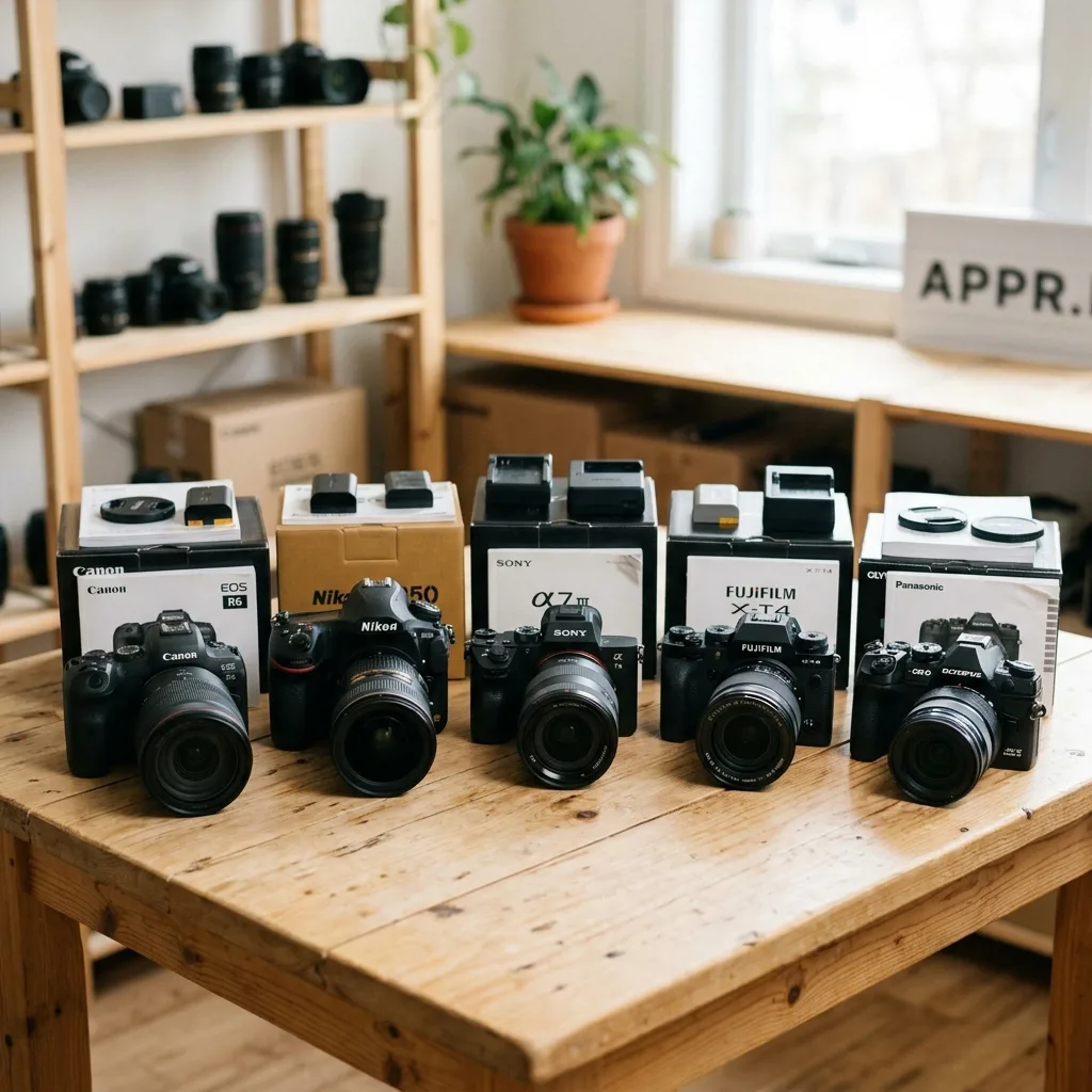 Зеркальный фотоаппарат Canon на столе оценщика