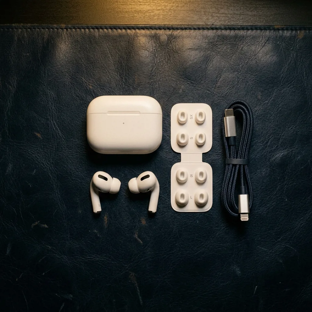 Комплект AirPods Pro: кейс, амбушюры и кабель зарядки